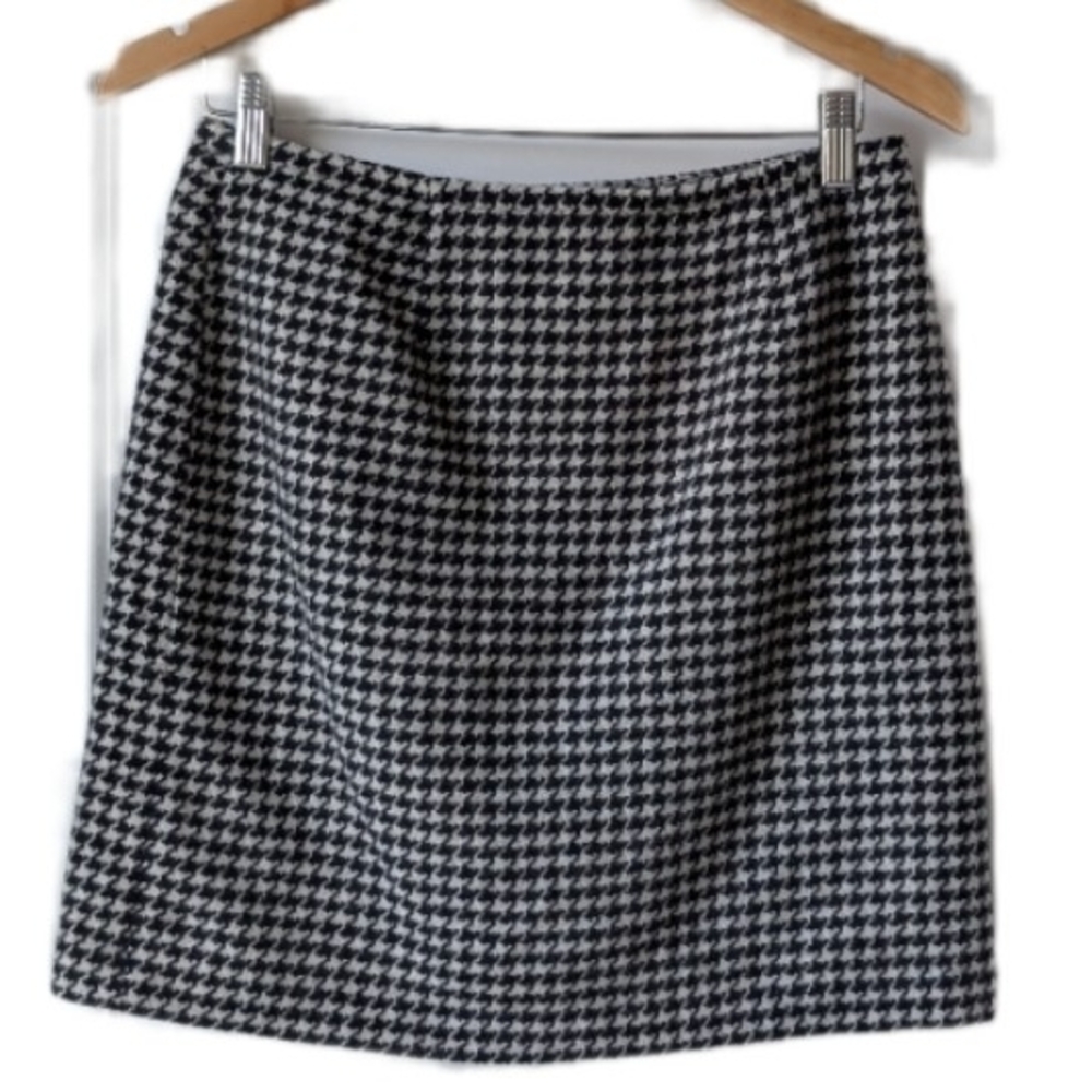 Vintage Wool Houndstooth Pencil Skirt Classic Size 8